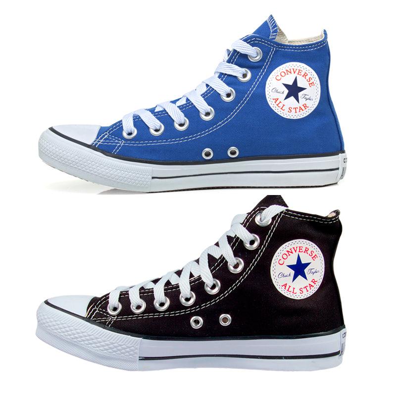 Combo 2 pares All Star cano alto Royal + Preto - Vortex Calçados