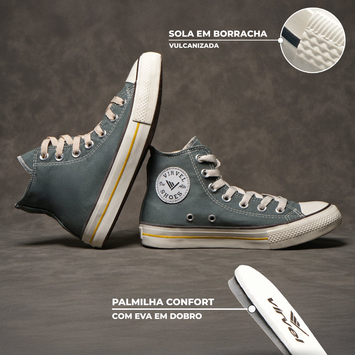 Tênis Adulto Cano Alto Virvel Star Cinza Urban Grey