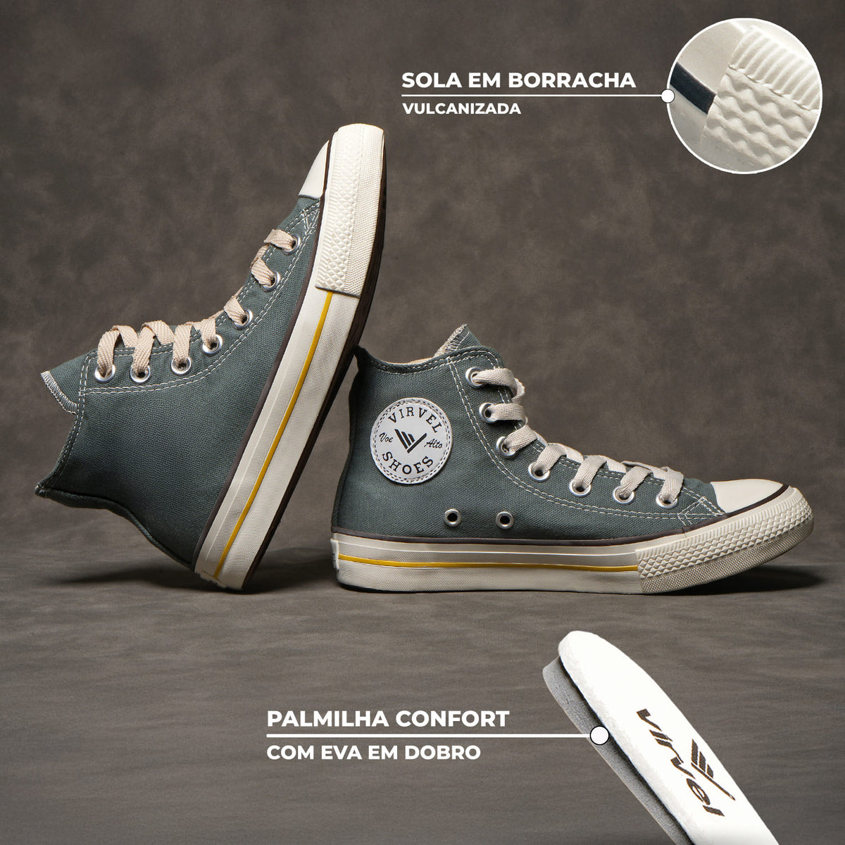 Tênis Adulto Cano Alto Virvel Star Cinza Urban Grey