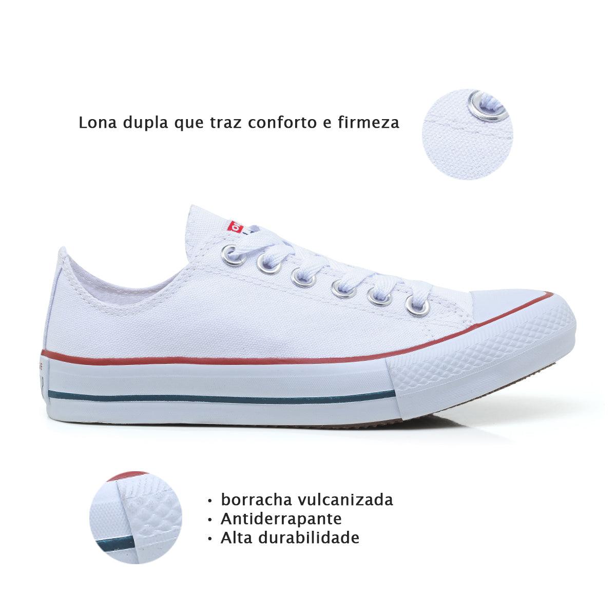 Combo 2 pares Cano Baixo Branco e Cano Alto Preto - Vortex Calçados