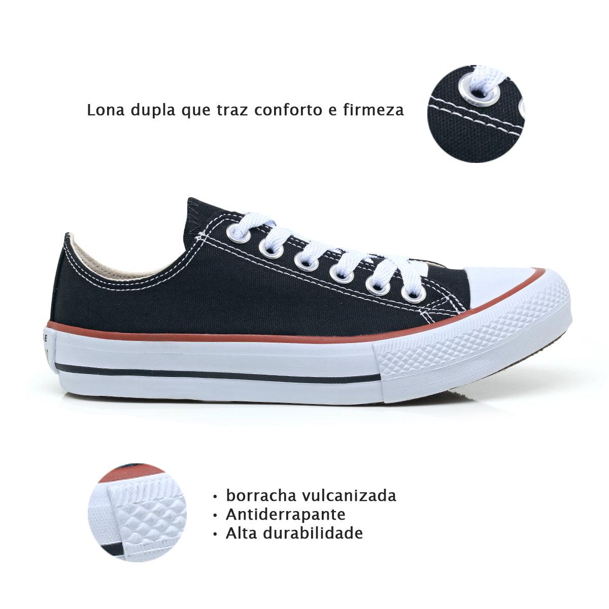 Combo 2 pares Cano Baixo Preto + Cano Alto Royal - Vortex Calçados
