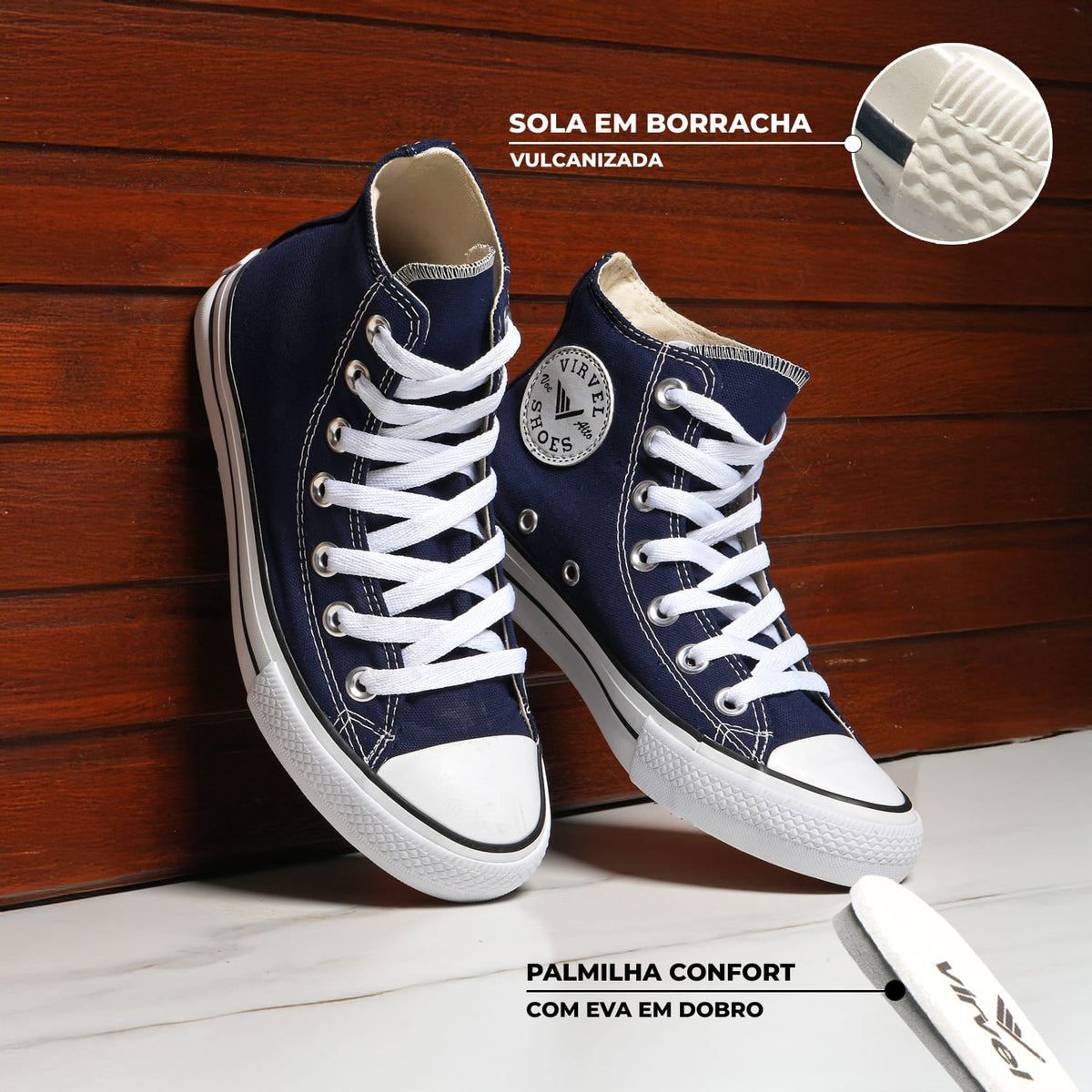 Tênis Cano Alto Virvel Star Azul Marinho - Virvel shoes