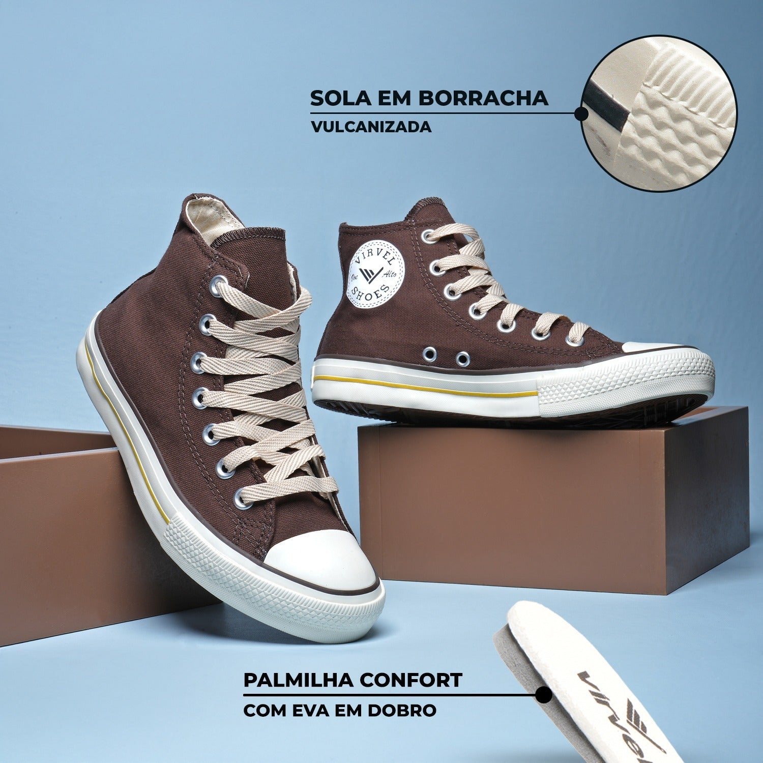Tênis Cano Alto Virvel Star Marrom* - Virvel shoes