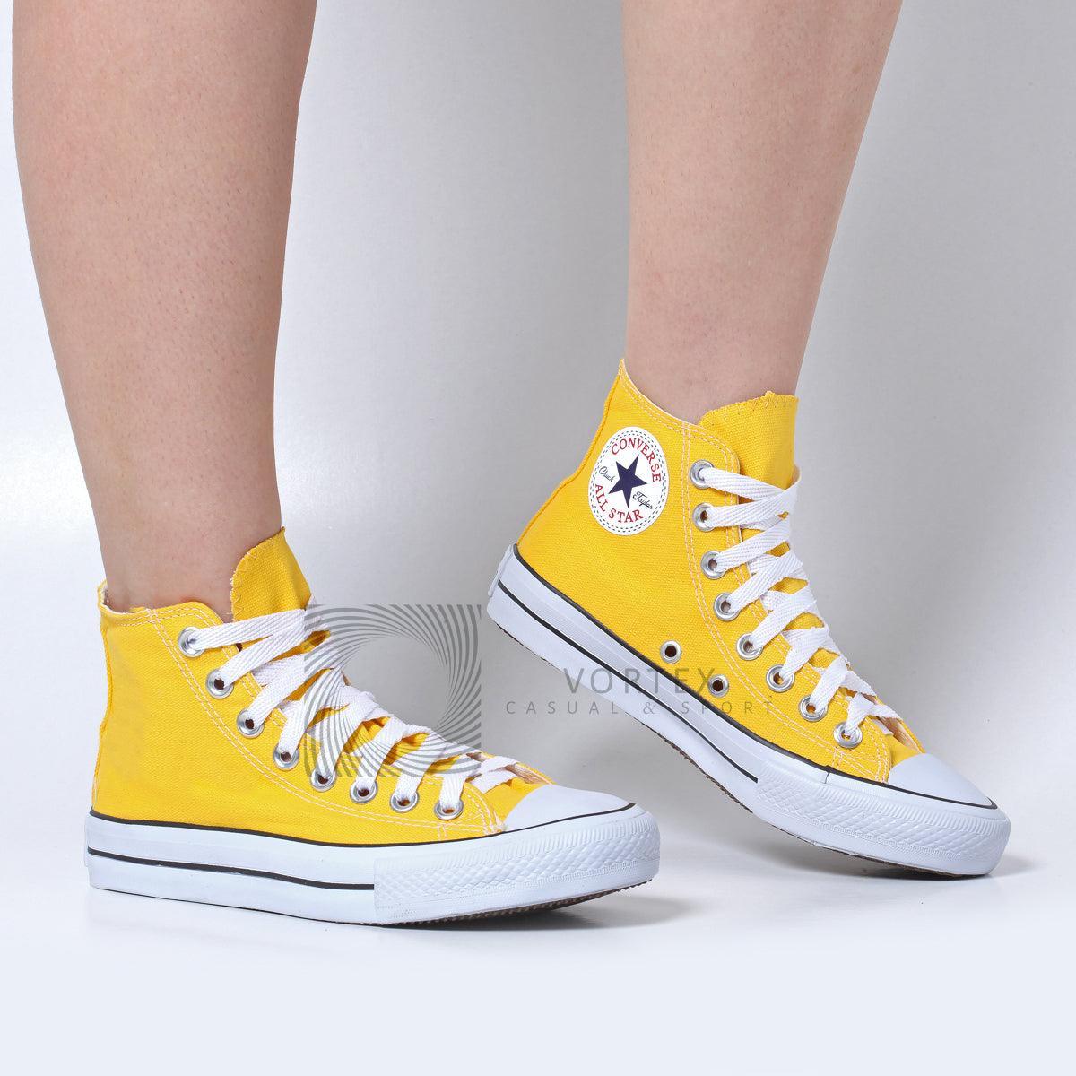 Combo 2 pares All Star cano alto Preto+Amarelo - Vortex Calçados