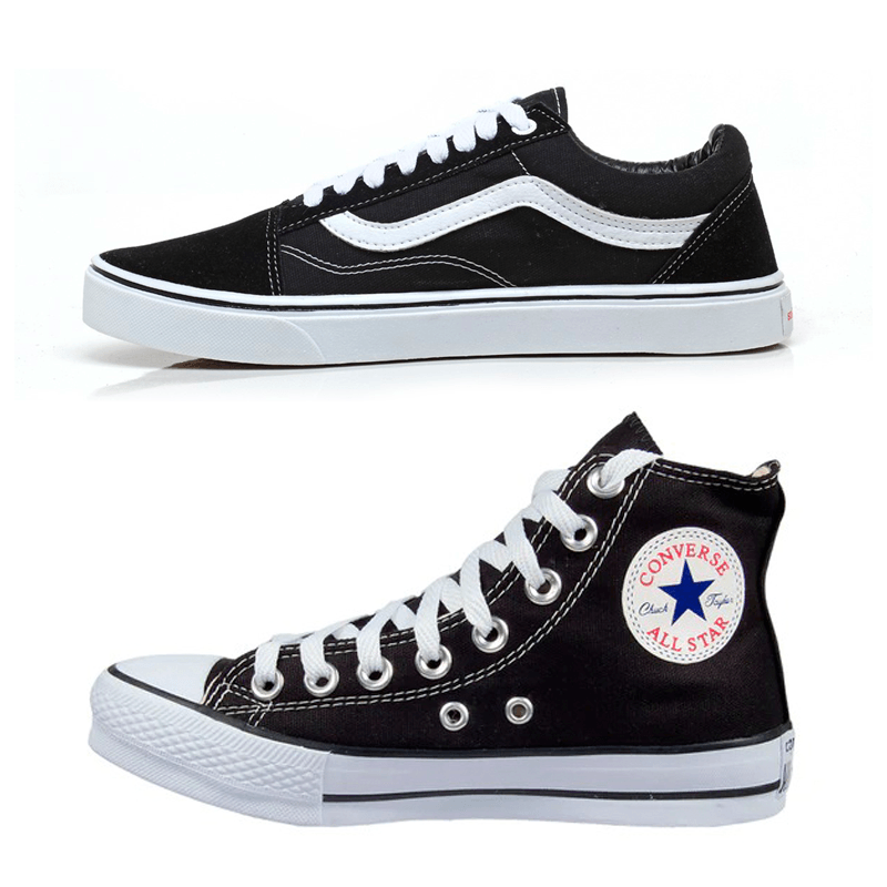 Combo Tênis Star & Cia Vns Preto Branco e Cano Alto Preto - Vortex Calçados