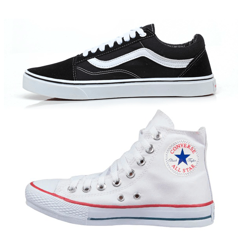 Combo Tênis Star & Cia Vns Preto Branco e Cano Alto Branco - Vortex Calçados