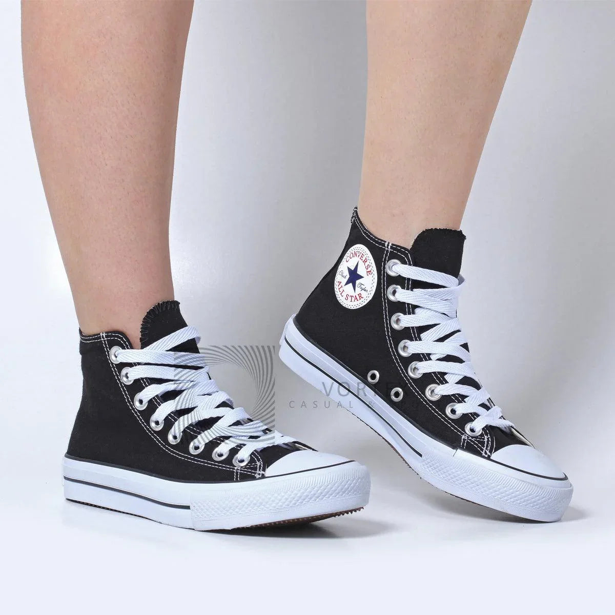 Combo 2 pares All Star cano alto Preto+Preto - Vortex Calçados