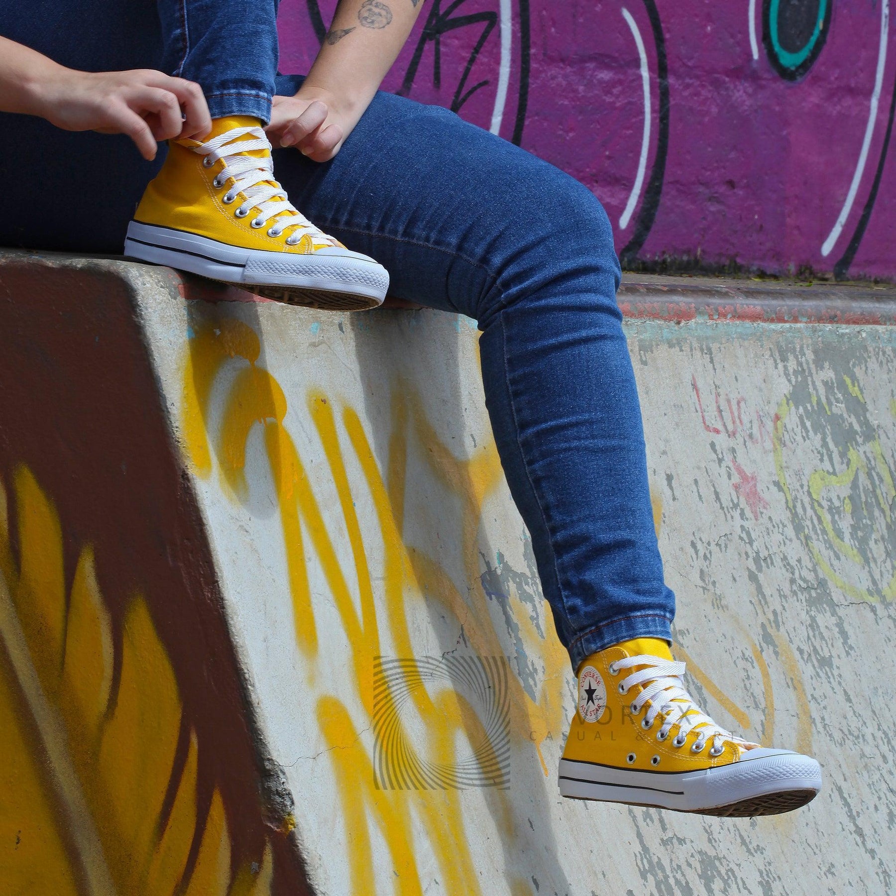 Combo 2 pares All Star cano alto Preto+Amarelo - Vortex Calçados