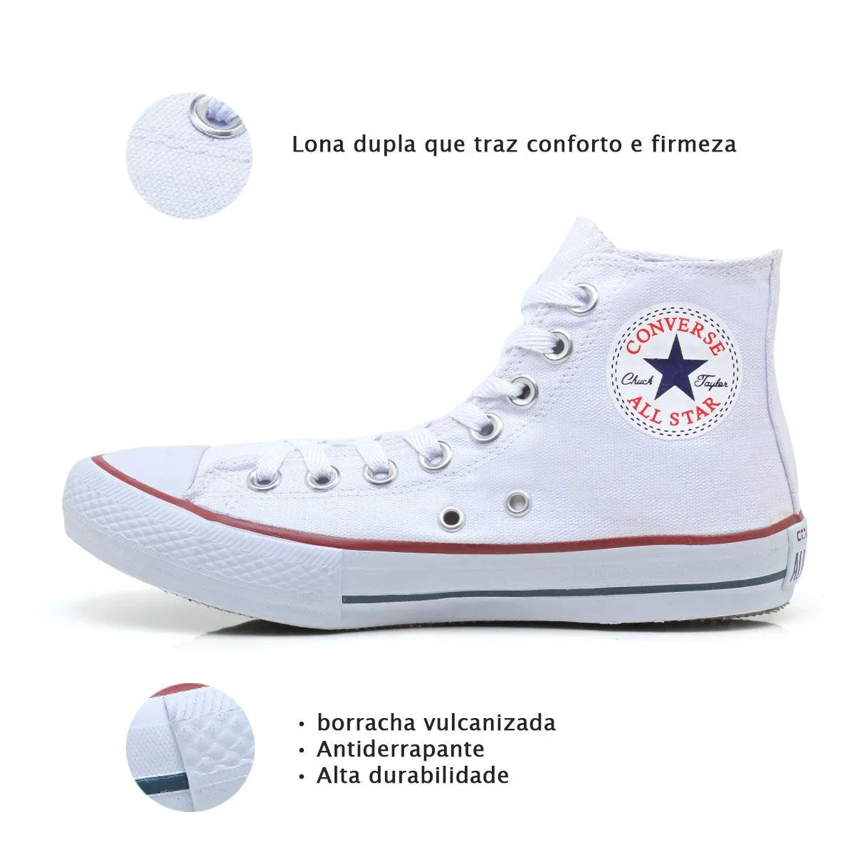 Combo 2 pares All Star cano alto Preto+Branco - Vortex Calçados