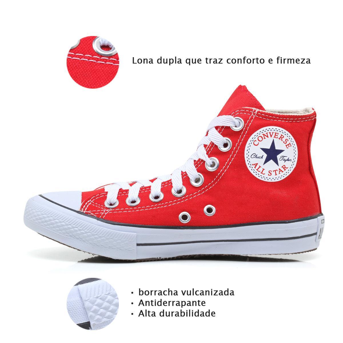 Combo 2 pares All Star cano alto Preto+Vermelho - Vortex Calçados