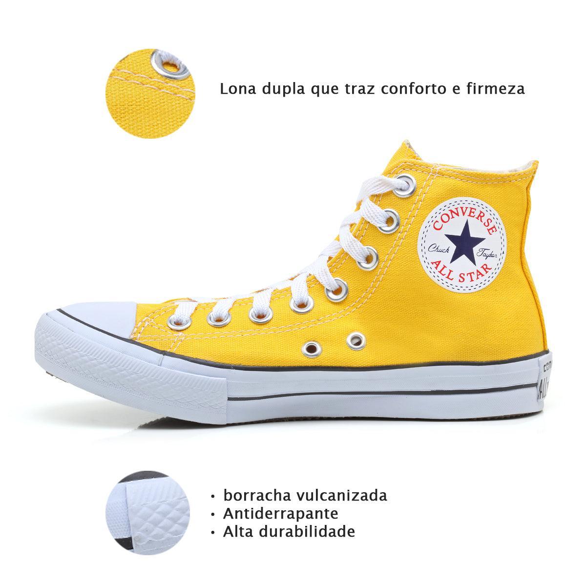 Combo 2 pares All Star cano alto Preto+Amarelo - Vortex Calçados