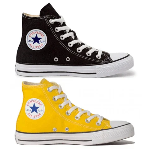 Combo 2 pares All Star cano alto Preto+Amarelo - Vortex Calçados