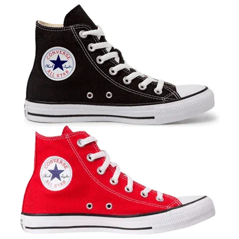 Combo 2 pares All Star cano alto Preto+Vermelho - Vortex Calçados