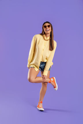 Tênis Virvel Star Cano Alto Laranja Orange Pop