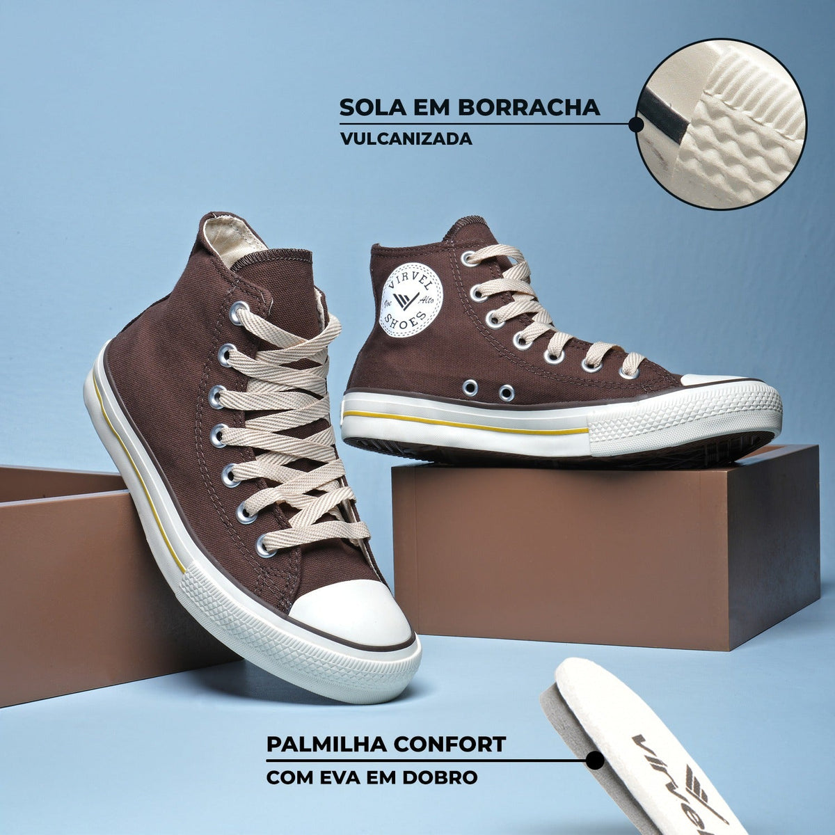 Tênis Cano Alto Virvel Star Marrom* - Virvel shoes