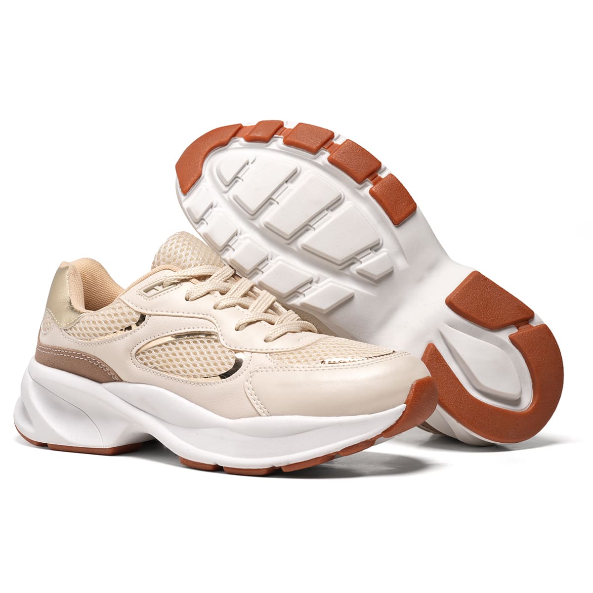 Tênis Virvel Aura Chunky Nude/Gold - Virvel shoes